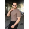 Erkek Fitilli Bisiklet Yaka Kısa Kollu Tişört
