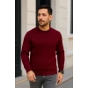 Erkek Fitilli Triko Kazak 2’li Set – Siyah - Bordo, Kalın Dokuma Pamuklu Regular Fit Bisiklet Yaka Uzun Kollu Rahat Kışlık Kazak Kombini