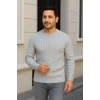 Erkek Fitilli Triko Kazak 2’li Set – Siyah - Gri, Kalın Dokuma Pamuklu Regular Fit Bisiklet Yaka Uzun Kollu Rahat Kışlık Kazak Kombini