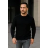 Erkek Fitilli Triko Kazak 2’li Set Siyah Haki Kalın Dokuma Pamuklu Regular Fit Bisiklet