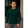 Erkek Fitilli Triko Kazak 2’li Set Siyah Haki Kalın Dokuma Pamuklu Regular Fit Bisiklet
