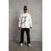 Erkek Güvercin Baskılı Sweatshirt - Beyaz