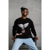 Erkek Güvercin Baskılı Sweatshirt - Siyah