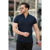 Erkek Hakim Yaka Dokuma Pamuklu Kumaş Kısa Kollu T-shirt