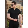 Erkek Hakim Yaka Dokuma Pamuklu Kumaş Kısa Kollu T-shirt