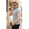 Erkek Hakim Yaka Dokuma Pamuklu Kumaş Kısa Kollu T-shirt