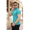 Erkek Hakim Yaka Dokuma Pamuklu Kumaş Kısa Kollu Tişört