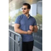 Erkek Hakim Yaka Dokuma Pamuklu Kumaş Kısa Kollu Tişört