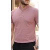 Erkek Hakim Yaka Dokuma Pamuklu Kumaş Kısa Kollu Tişört