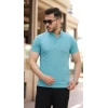 Erkek Hakim Yaka Dokuma Pamuklu Kumaş Kısa Kollu Tişört