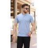 Erkek Hakim Yaka Dokuma Pamuklu Kumaş Kısa Kollu Tişört