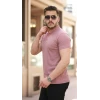 Erkek Hakim Yaka Dokuma Pamuklu Kumaş Kısa Kollu Tişört