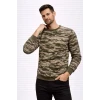 Erkek Kamuflaj Desenli 2 İplik 4 Mevsim Uzun Kollu Bisiklet Yaka Sweatshirt - Kamuflaj
