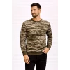 Erkek Kamuflaj Desenli 2 İplik 4 Mevsim Uzun Kollu Bisiklet Yaka Sweatshirt - Kamuflaj
