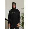 Erkek Kapşonlu Sweatshirt – Oversize Üç İplik Şardonlu Hoodie, “other Lives” Ön - Arka Baskılı, Kanguru Cepli, Kışlık Rahat Günlük Stil - Siyah