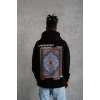 Erkek Kilim Desen Kapüşonlu - Siyah