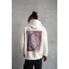 Erkek Kilim Desen Kapüşonlu Sweat- Beyaz