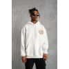 Erkek Kilim Desen Kapüşonlu Sweat- Beyaz