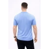 Erkek Kısa Kol Fitilli Triko T-shirt Yazlık Hakim Yaka Tişört - Bebek Mavisi