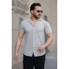 Erkek Kısa Kollu Örme Kumaş Pamuklu Gömlek