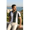 Erkek Kısa Kollu Polo Yakalı Blok Desenli Triko Bluz