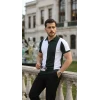 Erkek Kısa Kollu Polo Yakalı Blok Desenli Triko Bluz