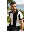 Erkek Kısa Kollu Polo Yakalı Blok Desenli Triko Bluz