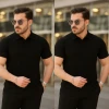 Erkek Kısa Kollu Yakalı Çizgi Desenli Triko Bluz