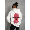 Erkek Maske Baskılı Kapüşonlu Sweat - Beyaz