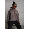 Erkek Maske Baskılı Kapüşonlu Sweat - Gri
