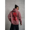 Erkek Maske Baskılı Kapüşonlu Sweat - Gül Kurusu