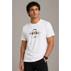 Erkek Müzik Temalı Baskılı Tişört Bisiklet Yaka Kısa Kol T-shirt - Beyaz