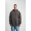 Erkek Nakış İşlemeli Kapşonlu Antrasit Sweatshirt Üç İplik Double Oversize- Füme