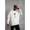 Erkek Nihilist Penguen Temalı Oversize Kapüşonlu Sweatshirt - Beyaz