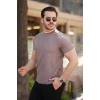 Erkek Omuzlar Çizgi Detaylı Kısa Kollu T-shirt