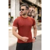 Erkek Örgü Desen Bisiklet Yaka Triko Tişört - %100 Pamuk Akrilik