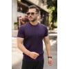 Erkek Örgü Desen Bisiklet Yaka Triko Tişört - %100 Pamuk Akrilik