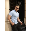 Erkek Örgü Desen Fermuar Yakalı Triko Tişört
