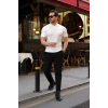 Erkek Örgü Desen Yakalı Kısa Kollu Triko Tişört