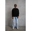 Erkek Oversize Sweatshirt – Siyah Renk  Ön Ve Sırt Baskılı, Üç İplik İçi Pamuklu Kumaş, Rahat Kalıp, Ribanalı Kışlık Sweat  Winagain Polizei Serisi - Siyah
