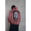 Erkek Paradise Baskılı Kapüşonlu Sweat - Gül Kurusu