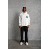 Erkek Patel Six Baskılı Kapüşonlu Sweat - Beyaz
