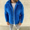 Erkek Pelüş Polar Hırka Gömlek – Yakalı, İlik Düğmeli, Göğüs Cepli, Yumuşak Dokulu Kışlık Regular Fit Rahat Günlük Model - Saks Mavisi