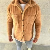 Erkek Pelüş Polar Hırka Gömlek – Yakalı, İlik Düğmeli, Göğüs Cepli, Yumuşak Dokulu Kışlık Regular Fit Rahat Günlük Model - Açık Kahve