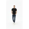 Erkek Pike Kumaş Düğmeli Yaka Regular Fit Günlük Kısa Kol Tişört T-shirt - Siyah