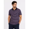 Erkek Pike Kumaş Gül Kurusu Çizgili Polo Yaka Tişört Kısa Kol T-shirt - Siyah