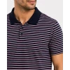 Erkek Pike Kumaş Gül Kurusu Çizgili Polo Yaka Tişört Kısa Kol T-shirt - Siyah