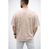 Erkek Premium Tişört Osy Yumuşak Dokulu Yıkamalı Oversize T-shirt - Bej