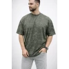 Erkek Premium Tişört Osy Yumuşak Dokulu Yıkamalı Oversize T-shirt - Haki