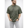 Erkek Premium Tişört Osy Yumuşak Dokulu Yıkamalı Oversize T-shirt - Haki